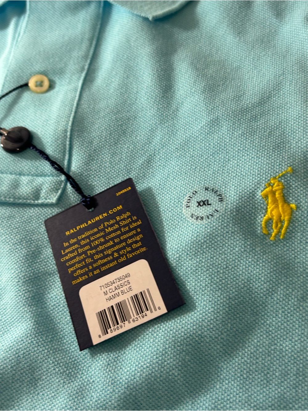 Polo Ralph Lauren Men’s XXL Classic Fit Mesh Polo Shirt Hamm Blue NWT - Picture 4 of 7